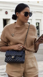 Chanel Classic Flap Bag |Black Quilted Lambskin with Gold-Tone Hardware Glammy